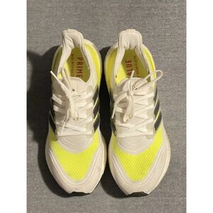 Adidas Ultraboost 21 White Solar Yellow Running Shoes Men's Size 8.5